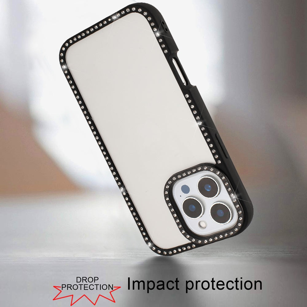For iPhone 16 Pro Max Diamond Full Rhinestone Clear Hybrid Protective, Sparkly Bling Transparent Shockproof Bumper All Around Case Cover