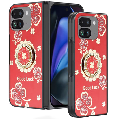 For Google Pixel 9 Pro Fold Diamonds 3D Butterfly Bling Sparkly Glitter Ornaments Engraving Hybrid with Stand Fashion Case Cover Enchanted Butterfly Red