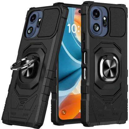 Phone Case for TCL 70 Pro Rugged Hybrid Dual Layer Magnetic Ring Stand Armor Shock Absorbing Heavy Duty TPU Reinforced Bumper Cover