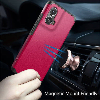 For Motorola Edge 2024 Fashion Graphic Design Hybrid 2in1 Tough Strong Hard PC TPU Frame, Magnet Mount Friendly, Shockproof Protection Case Cover Hotpink