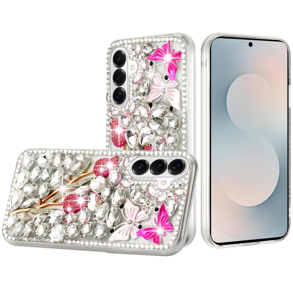 For Samsung Galaxy S26 Bling Crystal 3D Full Diamonds Luxury Sparkle Rhinestone Hybrid Protective Case Cover