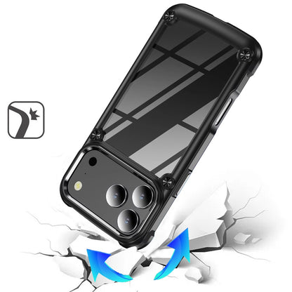 Phone Case for Apple iPhone 18 Pro Max Transparent Hybrid Metal Button Camera Edge Shockproof Bumper Frame TPU Protective Slim Grip Durable Cover