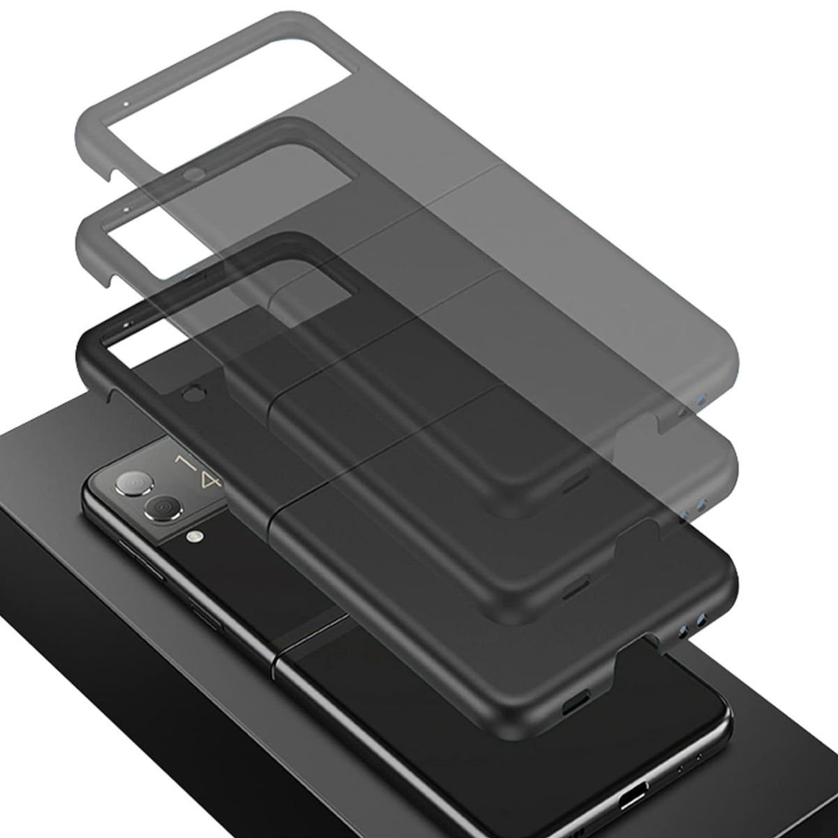 For Samsung Galaxy Z Flip 7 Painted Matte Finish TPU Silicone Case, Soft Grip Shockproof Slim Thin, Non-Slip Texture Case Cover Black