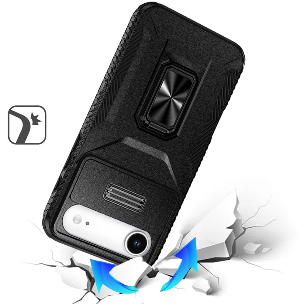 For Apple iPhone 17 Air (6.6") Case, Camera Cover with Magnetic Rotation Ring Stand, Military Grade Hybrid Hard TPU Shockproof Case Cover