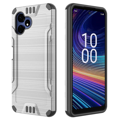 Phone Case for Boost Celero 5G Velocity Brushed Metal Look Hybrid Sleek Textured Finish Distinctive Modern Style Protective Rugged Grip Panel Design Cover