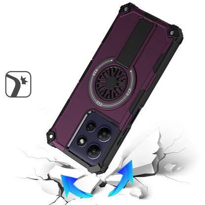Phone Case for Motorola Moto G Power 5G 2026 /2025 Invisible Kickstand Magnetic Car Mount Friendly Shockproof Texture Anti Slip Durable Grip Heavy Duty Hybrid Cover Purple