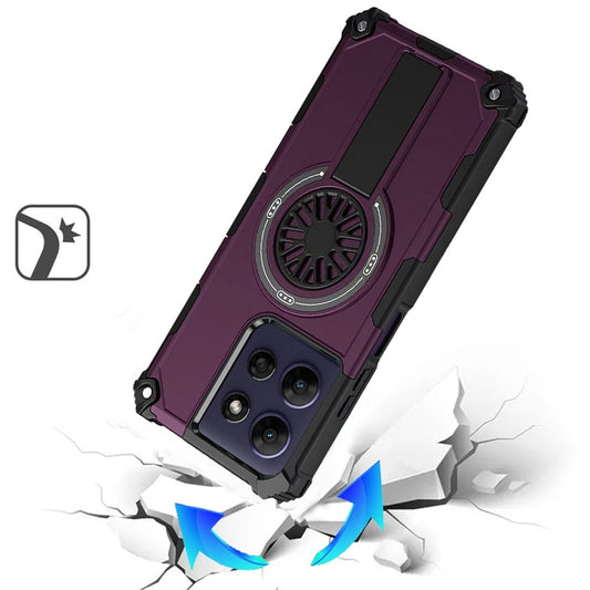 Phone Case for Motorola Moto G Power 5G 2026 /2025 Invisible Kickstand Magnetic Car Mount Friendly Shockproof Texture Anti Slip Durable Grip Heavy Duty Hybrid Cover Purple