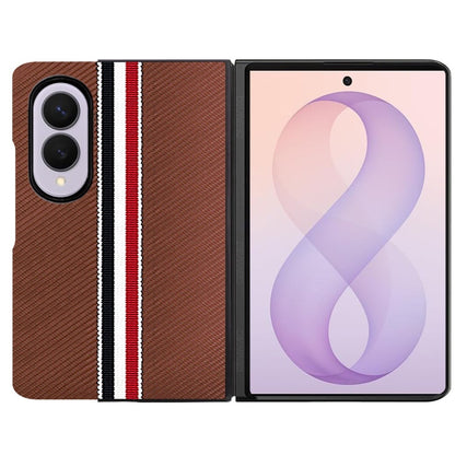 Phone Case for Samsung Galaxy Z Fold 8 Velvet Fabric Vegan PU Leather Slim Fit Hybrid Protective Shell Shockproof Design Cover Brown