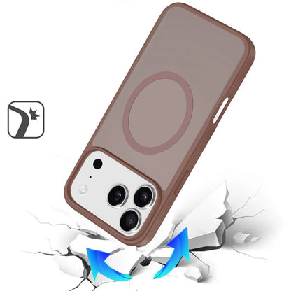 Phone Case for Apple iPhone 18 Pro Max Magnetic Matte Hybrid Shockproof Smooth Grip Durable Camera Protection Anti-Slip Soft Touch TPU Armor Cover Brown