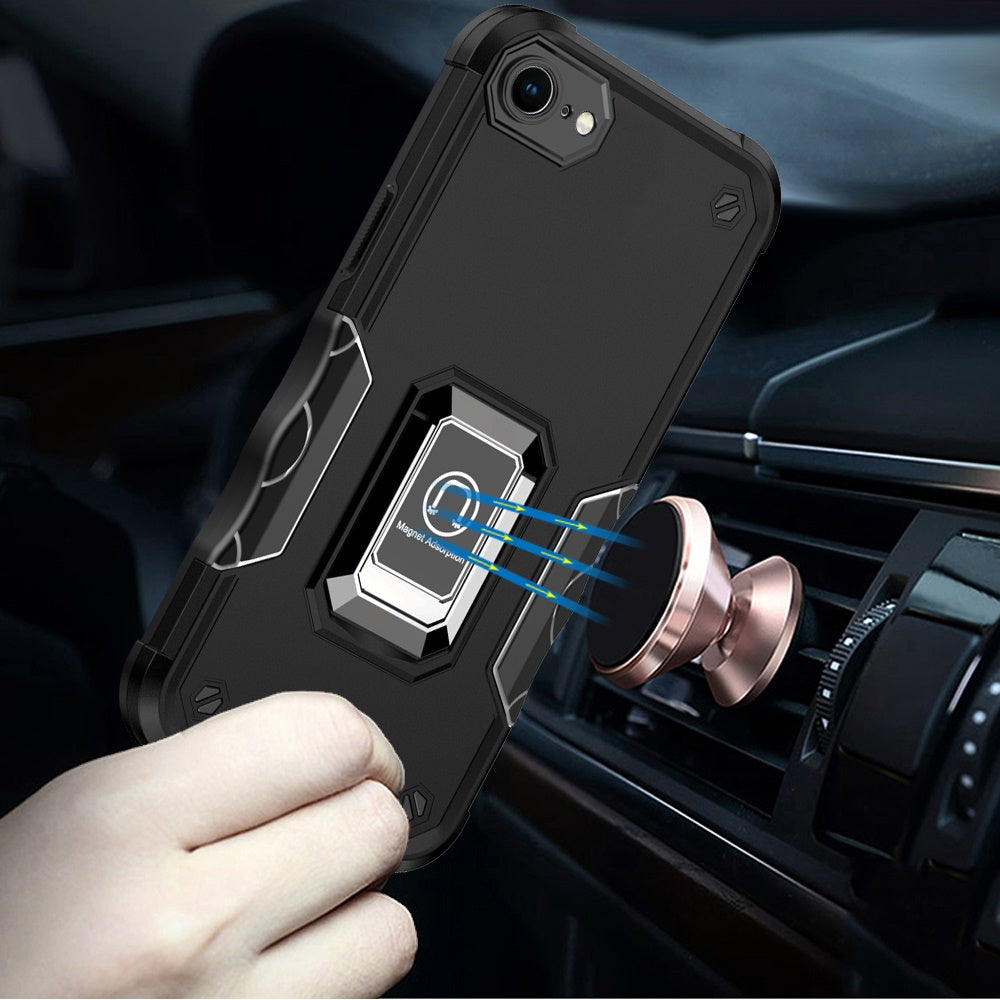 For Apple iPhone 17E /16E Hybrid Stand Magnetic Ring Holder Kickstand Heavy Duty Rugged Drop Silicone & Hard PC Shockproof Case Cover
