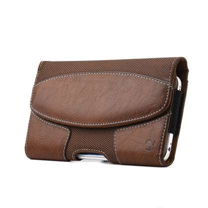 For Apple iPhone 16 (6.1") Horizontal Universal Pouch Case PU Leather Cell Phone Holster with Belt Clip and Card Slot Pocket Cover [Brown]