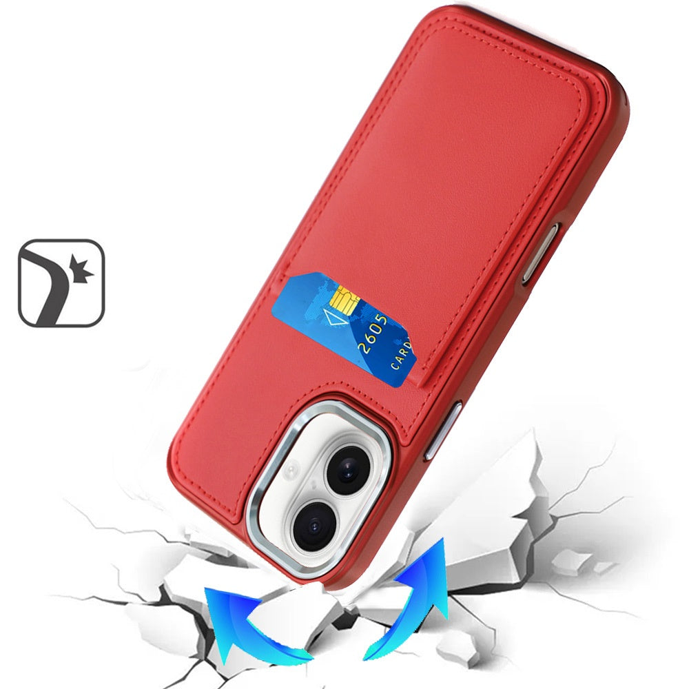 For Apple iPhone 17 (6.3") PU Leather Wallet Cover with Credit Card Holder, Kickstand & Mirror Inside Slim Fit TPU & PC Hybrid Design Case Cover