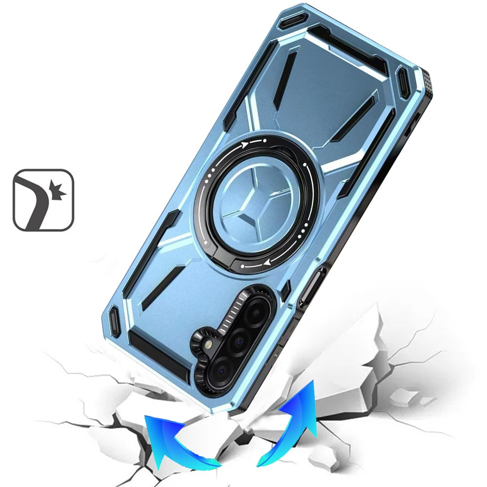For Samsung Galaxy A17 5G Hybrid Magnetic Ring and 360° Rotational Kickstand with MagSafe Compatible, Military Grade Drop Protection Case Cover