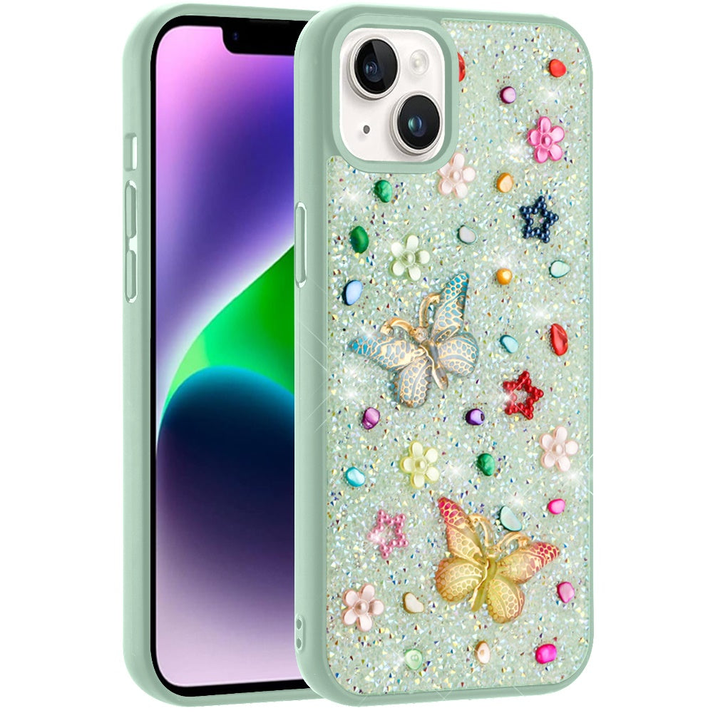 Phone Case for Apple iPhone 14 3D Butterfly Diamond Bling Glitter Shockproof Stylish Protective Luxury Hybrid Sparkly Durable Grip Design Cover