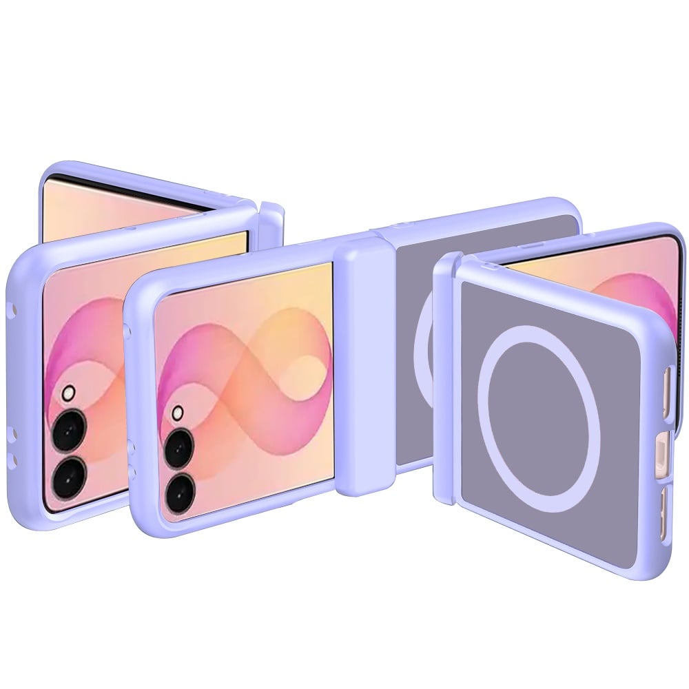 Phone Case for Samsung Galaxy Z Flip 8 Premium Matte Magnetic Foldable Hybrid Central Axis Hinge Protection Shock Absorbing TPU Slim Fit Hard PC Cover Purple