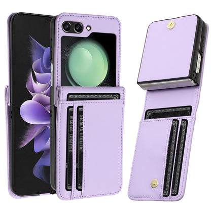 For Samsung Galaxy Z Flip 7 FE / Z Flip 6 Wallet Case PU Leather Back Storage with Card ID Slot, Pocket Holder, Hybrid Protective Case Cover Rose Gold