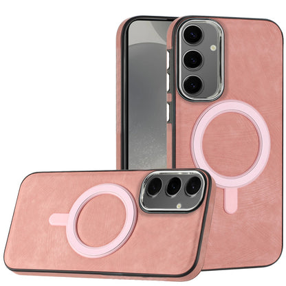 For Samsung Galaxy S25 /S24 Fashion PU Vegan Leather Chrome Edge Hybrid, MagSafe Compatible, Durable TPU Hard PC Case Cover