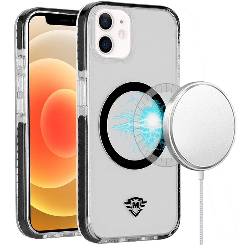 For Apple iPhone 16 Plus (6.7") Premium Hybrid Clear TPU Circle Magnetic [Compatible with MagSafe] Shockproof Color Frame Bumper Case Cover