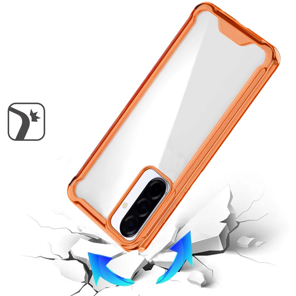 Phone Case for Samsung Galaxy A27 Shockproof Transparent Hard PC TPU Hybrid Durable Frame Gummy Protective Slim Grip Lightweight Cover Cosmic Orange