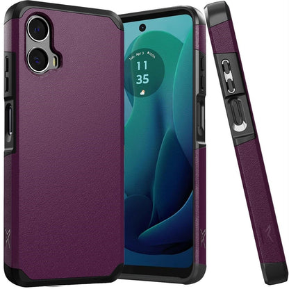 For Motorola Moto G 5G 2024 Premium Slim Tough 2in1 Hybrid Case Dual-Layer PC TPU Rubber Armor with Shockproof Protection Case Cover Dark Purple