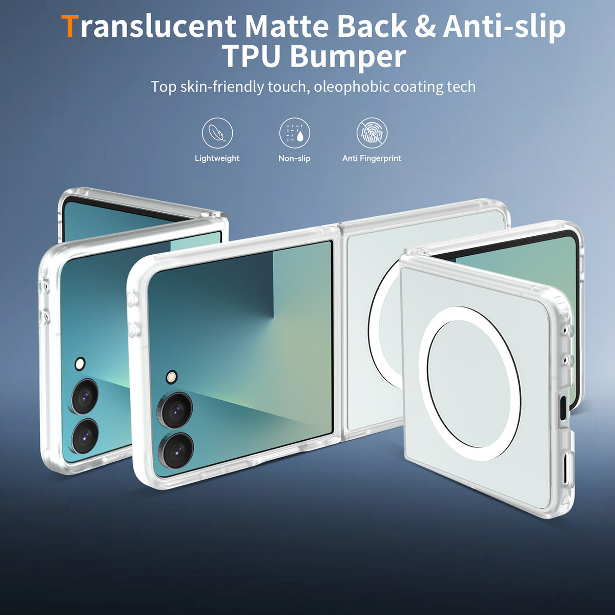 Phone Case for Samsung Galaxy Z Flip 8 Magnetic Matte Hybrid Shockproof Smooth Grip Durable Camera Protection Anti-Slip Soft Touch TPU Armor Cover