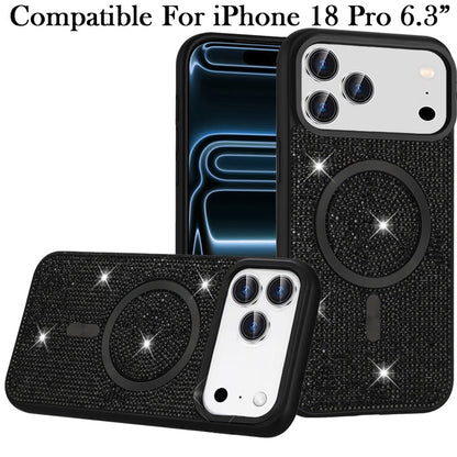 Magnetic Bling Diamond Sparkle Hybrid Shockproof Rugged Grip Durable Protection Anti-Slip Armor Design