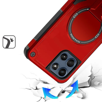 Phone Case for Motorola Moto G 5G 2026/ Moto G 5G 2025 Magnetic Kickstand Rugged Shockproof Armor Grip Anti Slip Heavy Duty Protective Matte Stand Hybrid Cover Red
