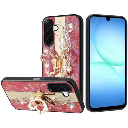 For Samsung Galaxy A17 5G Diamonds 3D Butterfly Bling Sparkly Glitter Ornaments Engraving Hybrid with Stand Fashion Case Cover