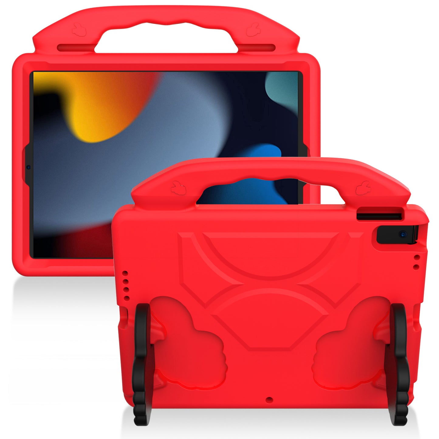 For Kid-Friendly Hybrid Tablet Shockproof Stand Case Antislip Rubber Silicone TPU - Thumbs Up Kickstand Red Tablet Case Cover