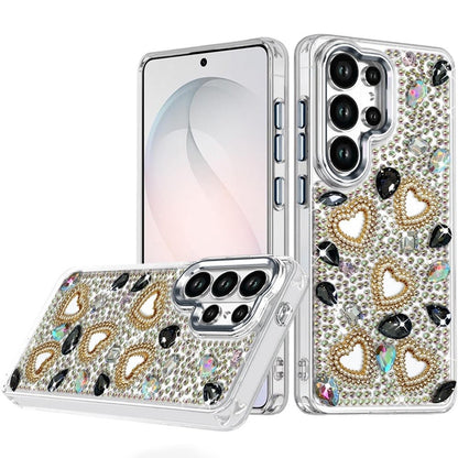 Phone Case for Samsung Galaxy S26 Ultra Luxury Crystal Heart Rhinestone Diamond Bling Shockproof Hybrid Glitter Protective Stylish Durable Grip Cover