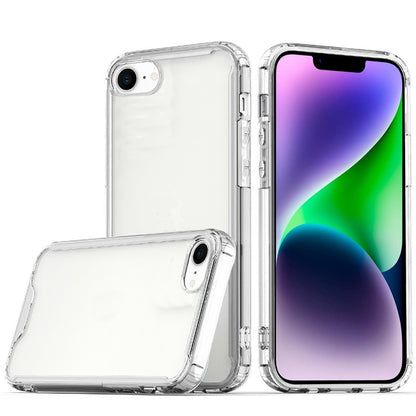 For Apple iPhone SE 4 Clear Colored Shockproof Transparent Hard PC + Rubber TPU Hybrid Bumper Shell Slim Protective Case Cover Clear