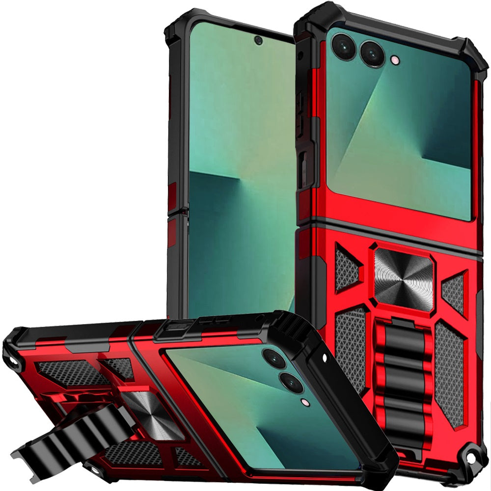 For Samsung Galaxy Z Flip 7 Hybrid Shockproof [Military Grade] Rugged Protective with Magnetic Car Mount & Invisible Stand Case Cover