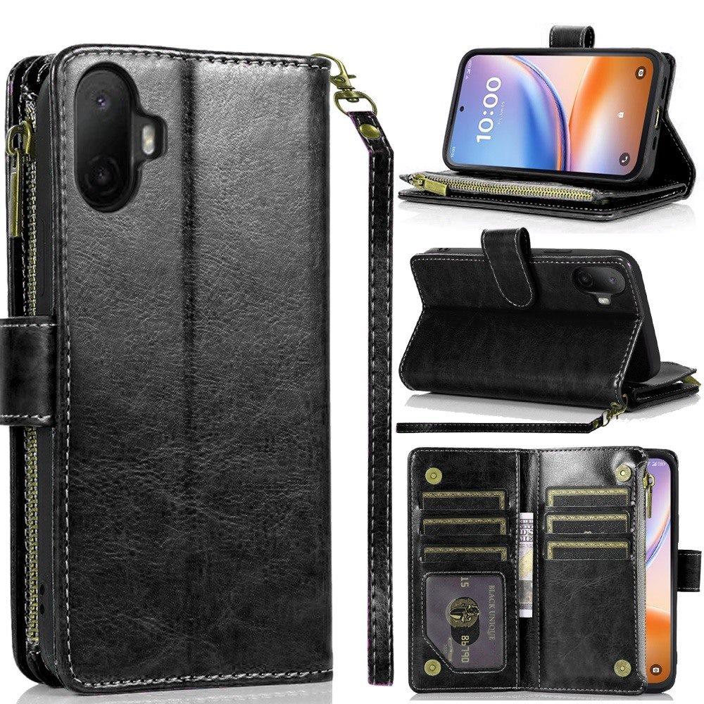Phone Case for TCL K70 5G Luxury Leather Wallet Card Holder Zipper Pocket Money Storage Protective Grip Design with Strap Cover