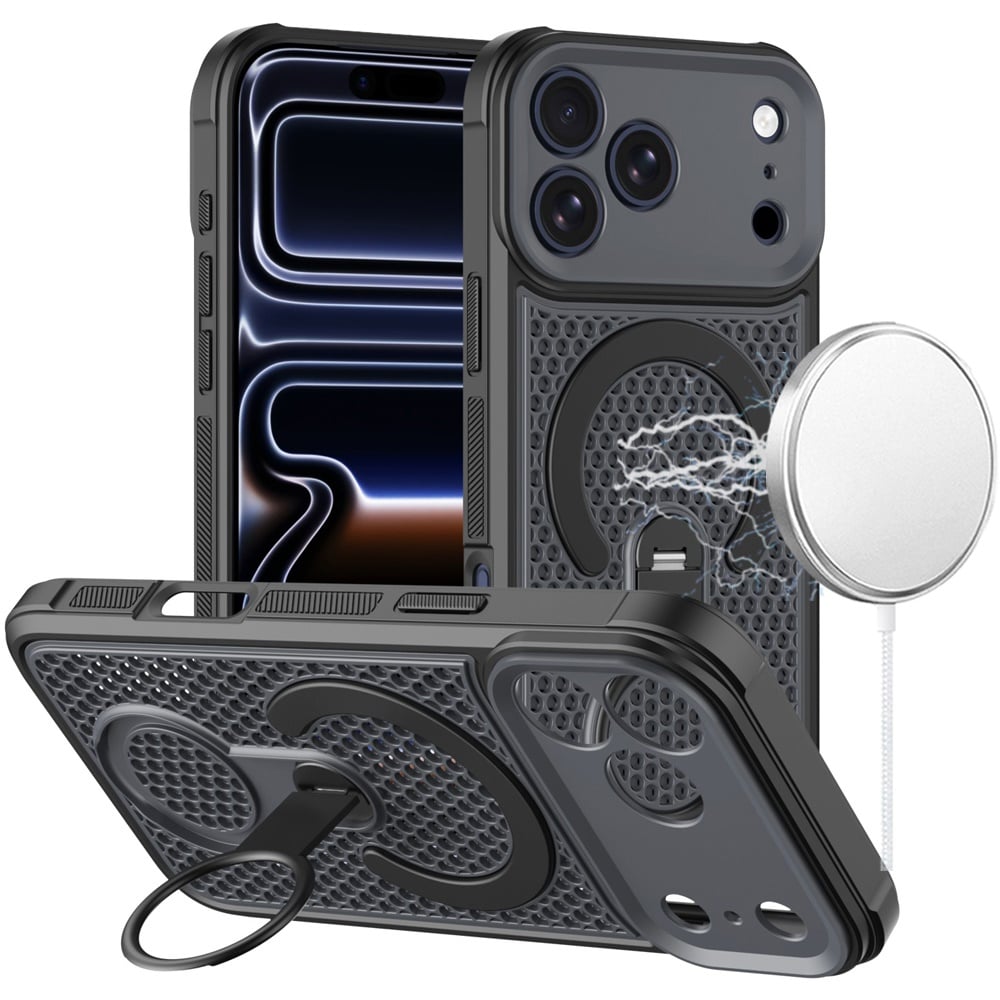 Phone Case for Apple iPhone 18 Pro Magnetic Honeycomb Hybrid Rugged Armor Ring Kickstand Dual Layer Shock Absorbing Hard PC Soft TPU Cover