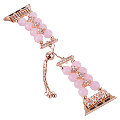Watch Band for Apple Watch 38/40/41mm, Series 1-8 & SE Pearls Fashion Bling Strand Metal Adjustable replacment Bracelet Style with Secure Attachment