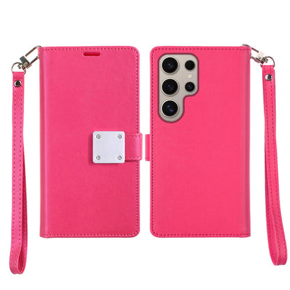 For Samsung Galaxy S25 Ultra Wallet Cases PU Leather with Credit Card /ID /Cash Holder Slot Dual Flip Book Pouch, Stand and Strap Case Cover