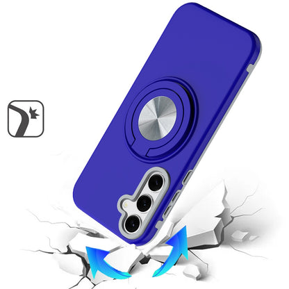 For Samsung Galaxy A36 Metal Matte Hybrid with Invisible Rotational Ring Stand, Car Mount Friendly, Military Grade Slim Fit Sturdy Case Cover