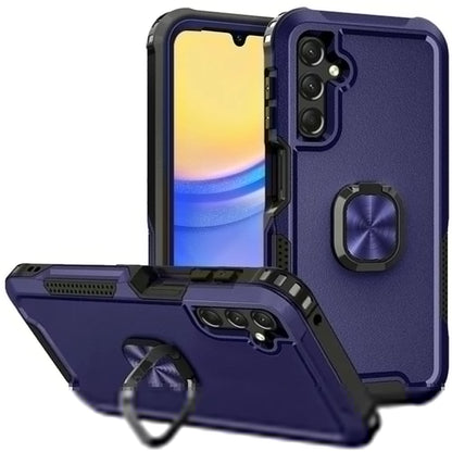For Samsung Galaxy A15 5G Magnetic Ring Stand 3in1 Shock Protection Durable Grip Kickstand Function Secure Hold Case Cover Black