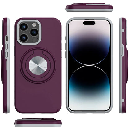 Phone Case for Apple iPhone 14 Pro Max Shockproof Magnetic Ring Stand Rotating CarMount Hybrid Metal Matte Finish AntiSlip Grip Kickstand Cover Purple