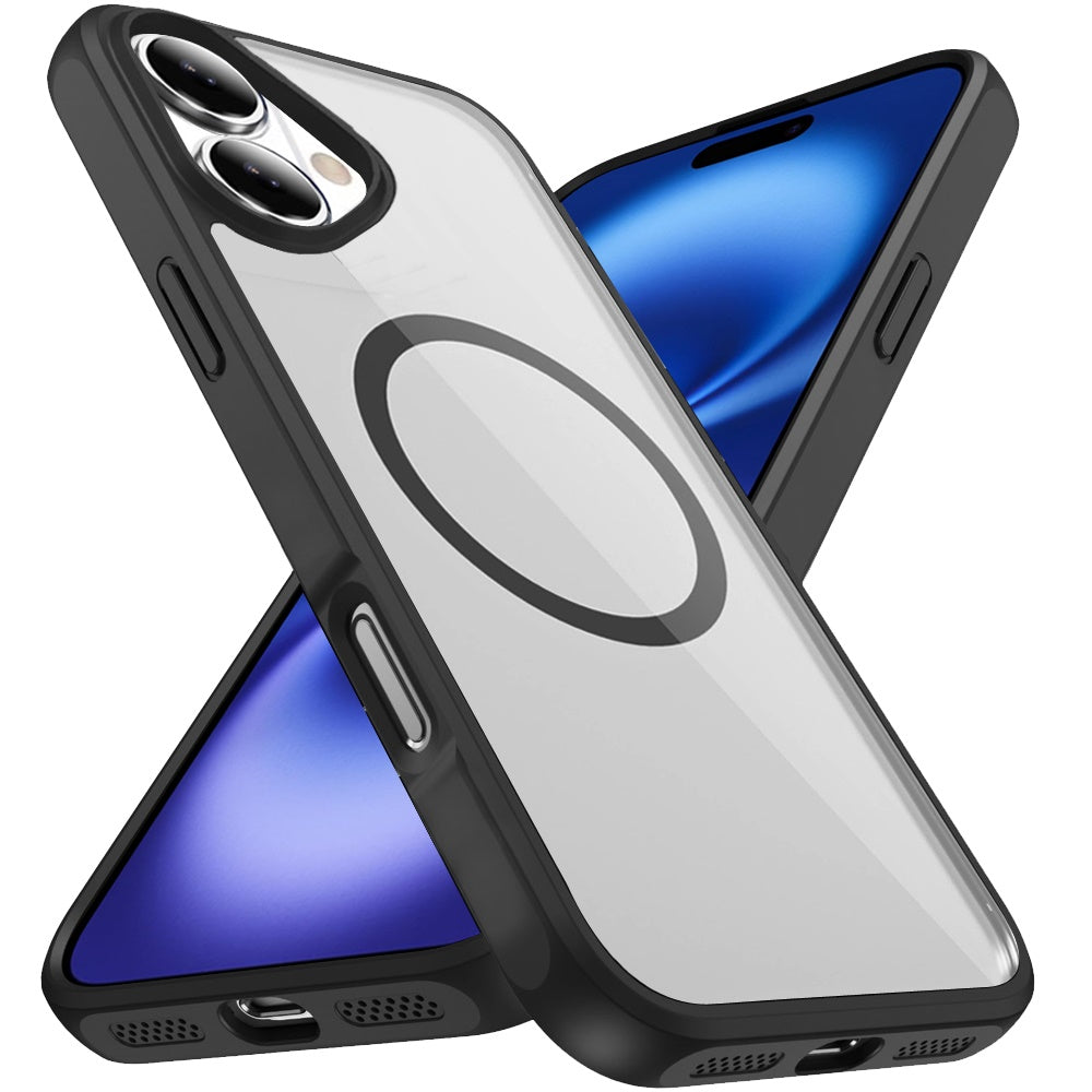 For Apple iPhone 17 Magnetic Circle HQ Transparent Clear TPU Thick 2.0mm Frame Hybrid Shockproof Protector Case Cover
