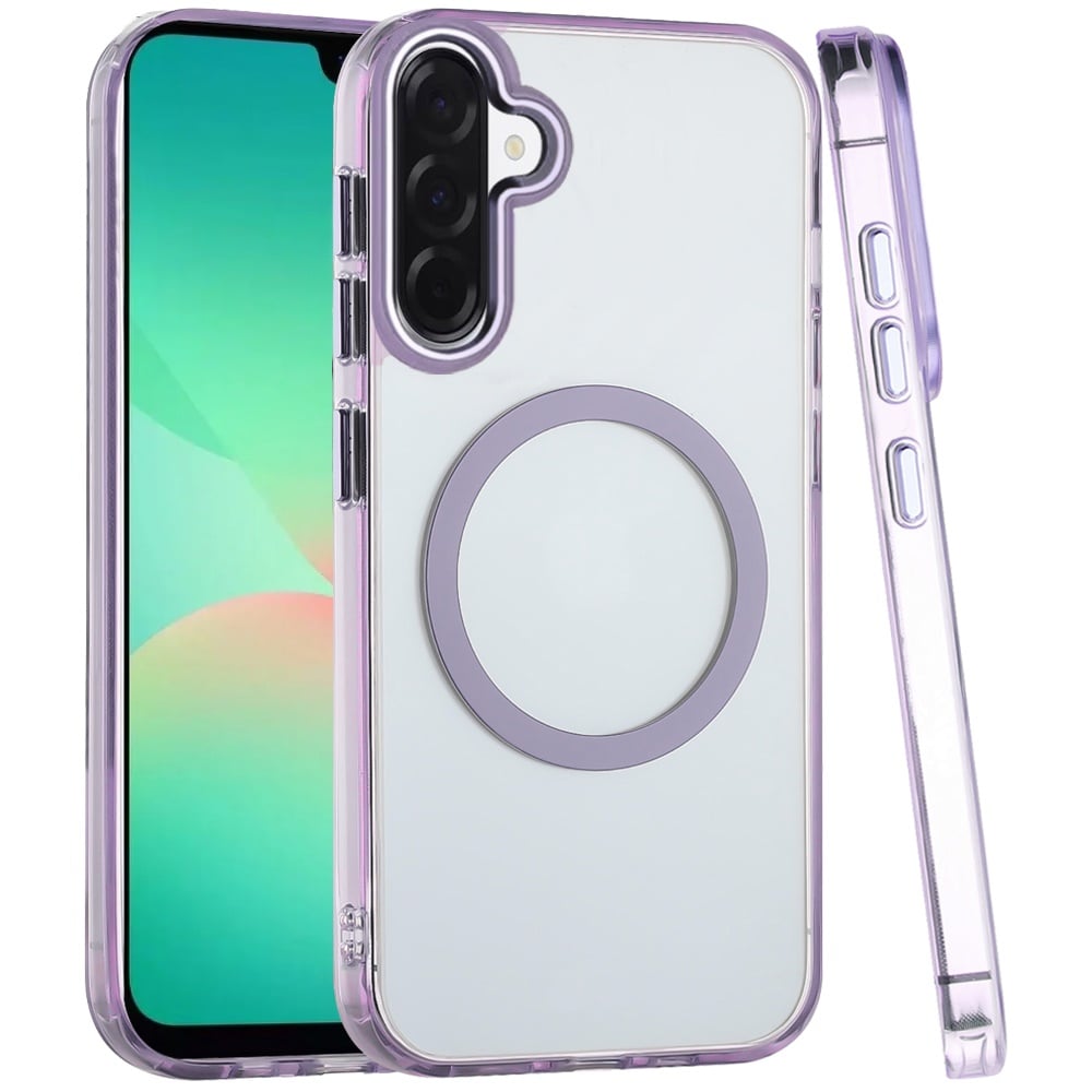 Phone Case for Samsung Galaxy A27 Magnetic Clear Acrylic Metal Button Camera Guard Shockproof Transparent Slim Grip Premium Hybrid Cover