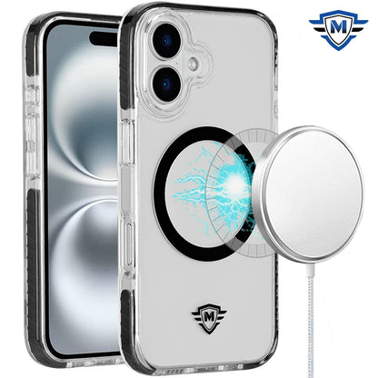 For Apple iPhone 16 Plus (6.7") Premium Hybrid Clear TPU Circle Magnetic [Compatible with MagSafe] Shockproof Color Frame Bumper Case Cover