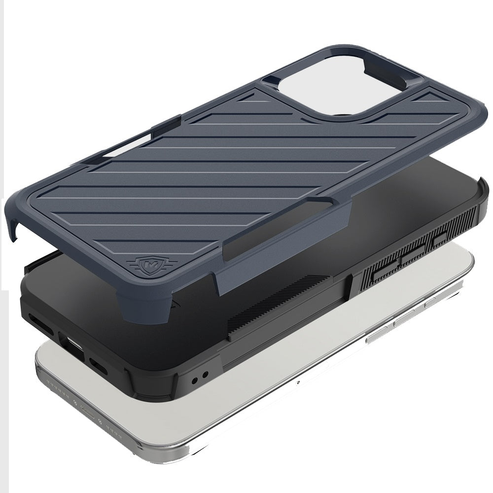 Phone Case for iPhone 16 Pro Max Premium Hybrid Rugged lined Shockproof Textured 2-in-1 Non-Slip Hard PC & TPU Non Slip Tough Cover