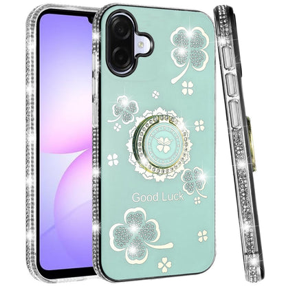 Diamonds Bling All Around Edges Sparkly Glitter Hybrid with Ring Stand Holder Fashion Good Luck