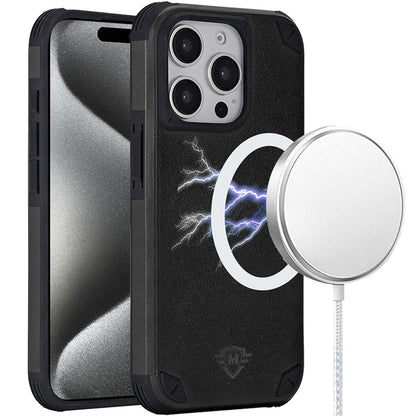 For Apple iPhone 15 Pro Max (6.7") Heavy Duty Dual-Layer Rugged Protection, Shockproof Protective Magnetic Compatible with MagSafe Case Cover