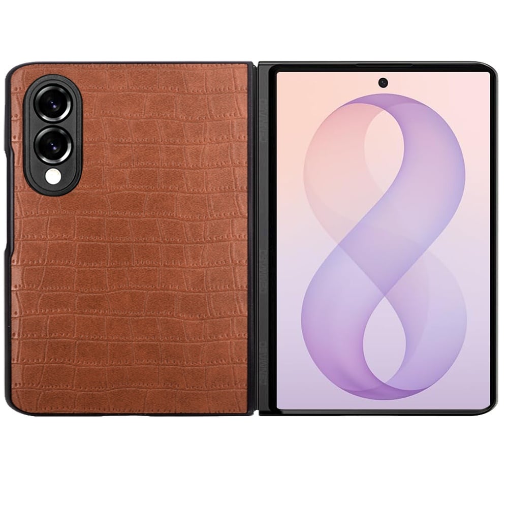 Phone Case for Samsung Galaxy Z Fold 8 Premium PU Vegan Leather Hard Shell Snap On Slim Fit Hybrid Protective Reinforced Rugged Skin Design Cover