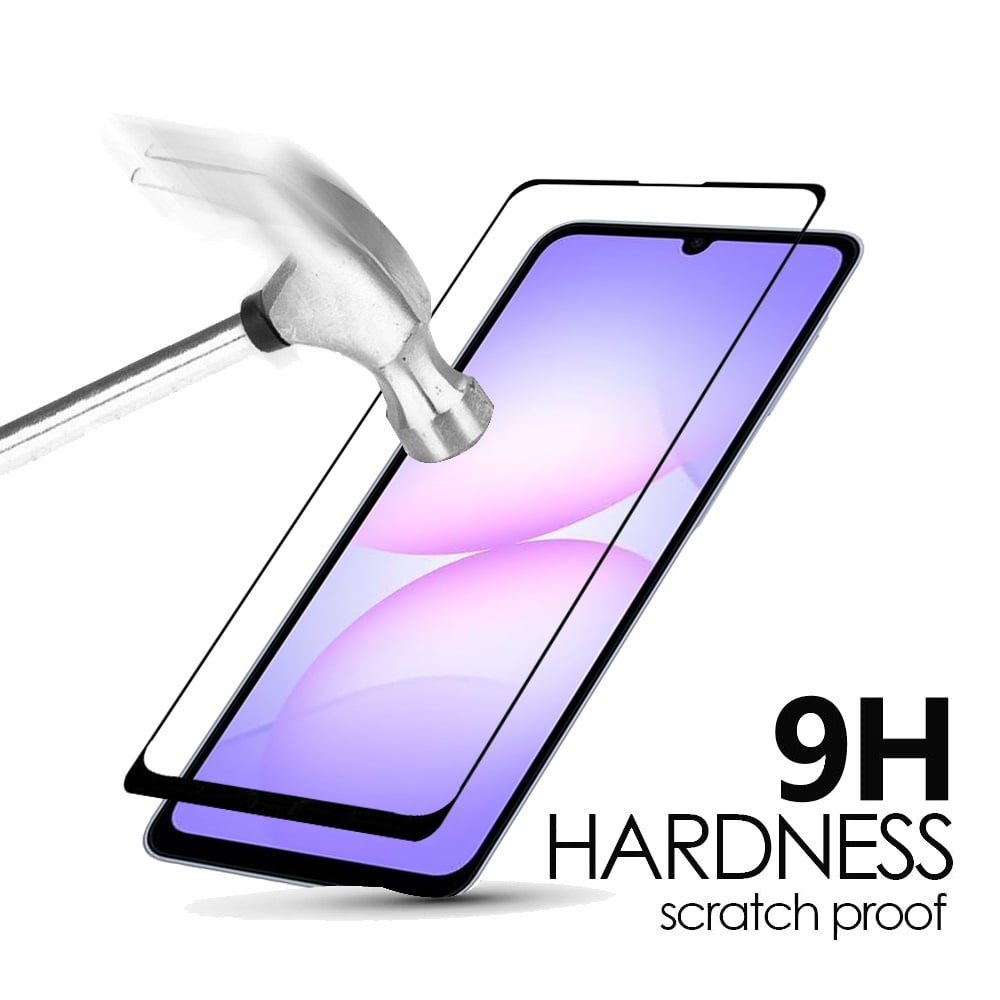 Screen Protector for Samsung Galaxy A07 4G Tempered Glass Screen Protector, Black Edge HD Clear, Scratch Resistant, Anti-Fingerprint, Easy Install, 9H Hardness Cover Black