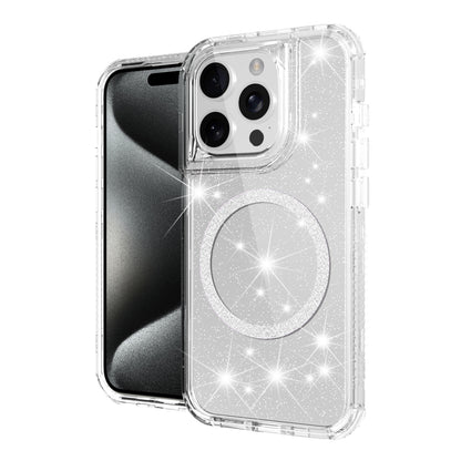 For Samsung Galaxy S25 /S24 Magnetic Circle Compatible with Magsafe, Bling Glitter Sparkle 3-in-1 Hybrid Shockproof TPU Bumper Case Cover