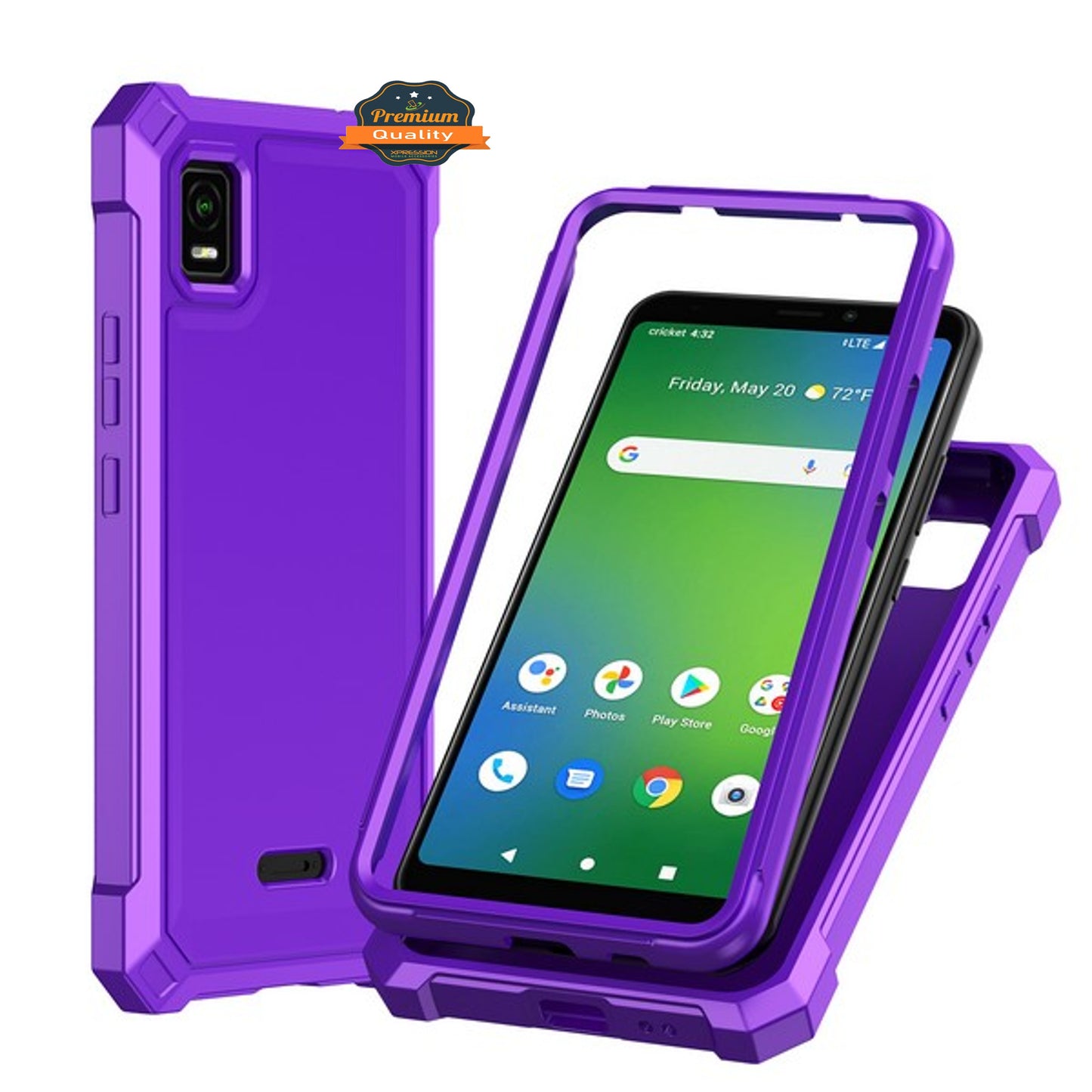 For TCL 50 LE Hybrid 2in1 Front Bumper Frame Cover Square Edge Shockproof Soft TPU + Hard PC Anti-Slip Heavy Duty Case Cover Purple