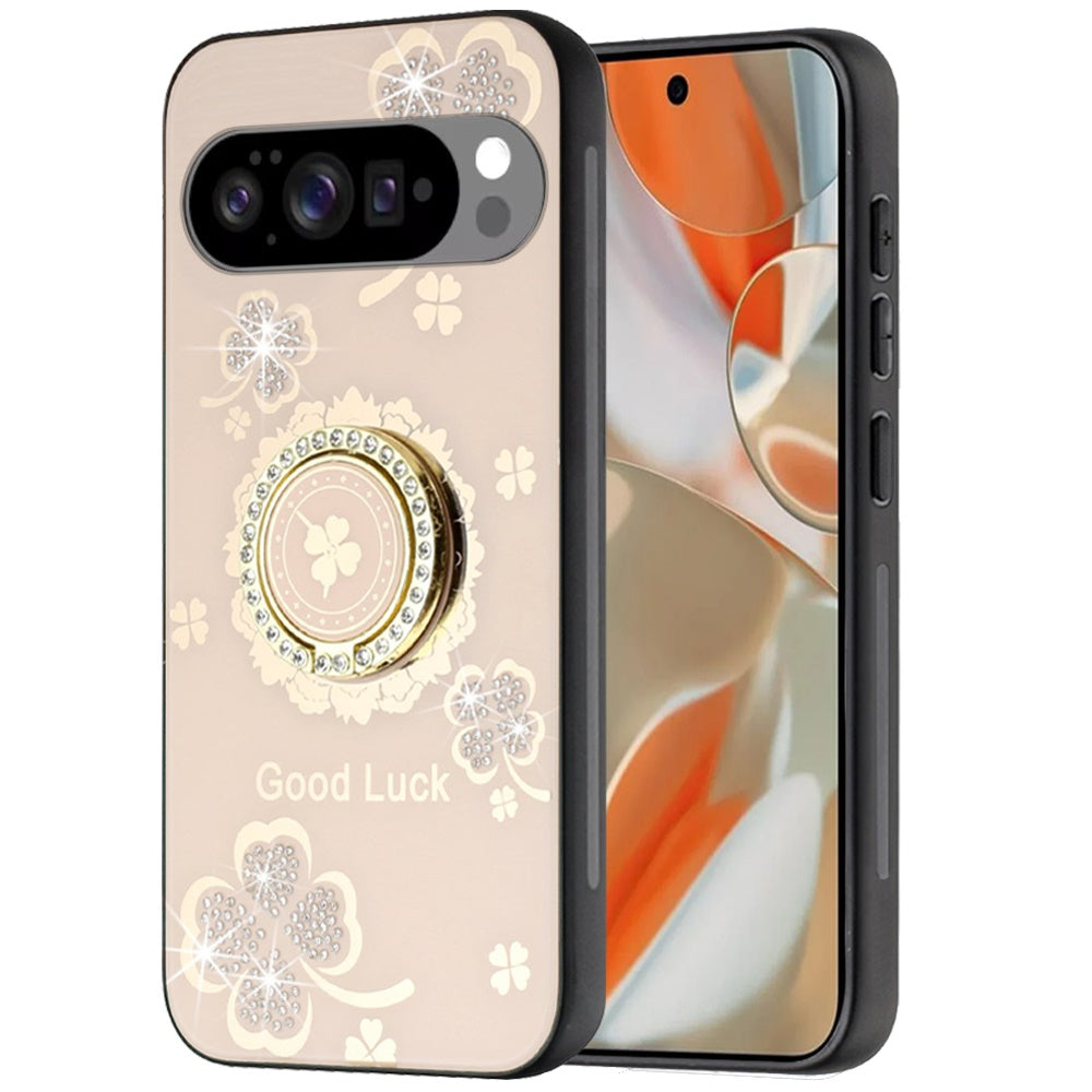 For Google Pixel 10 /Pixel 10 Pro Diamonds 3D Fashion Bling Sparkly Glitter Ornaments Engraving Hybrid with Ring Stand Case Cover